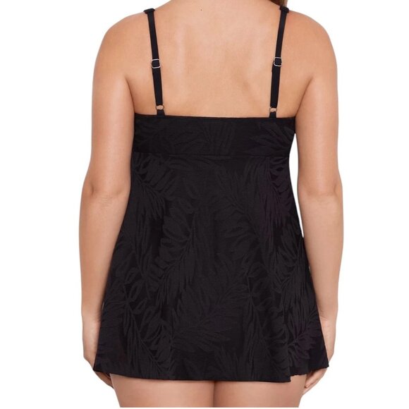 Swim Solutions Women's Tummy-Control One-Piece Swim Dress Swimsuit, Black, 10 - Picture 2 of 6